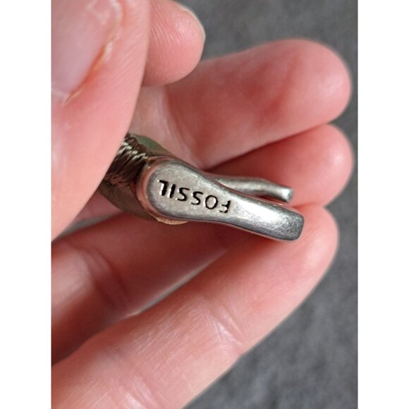 Fossil Green Leather Cutout Belt With Silver Buckle Womens Size L - Picture 5 of 10